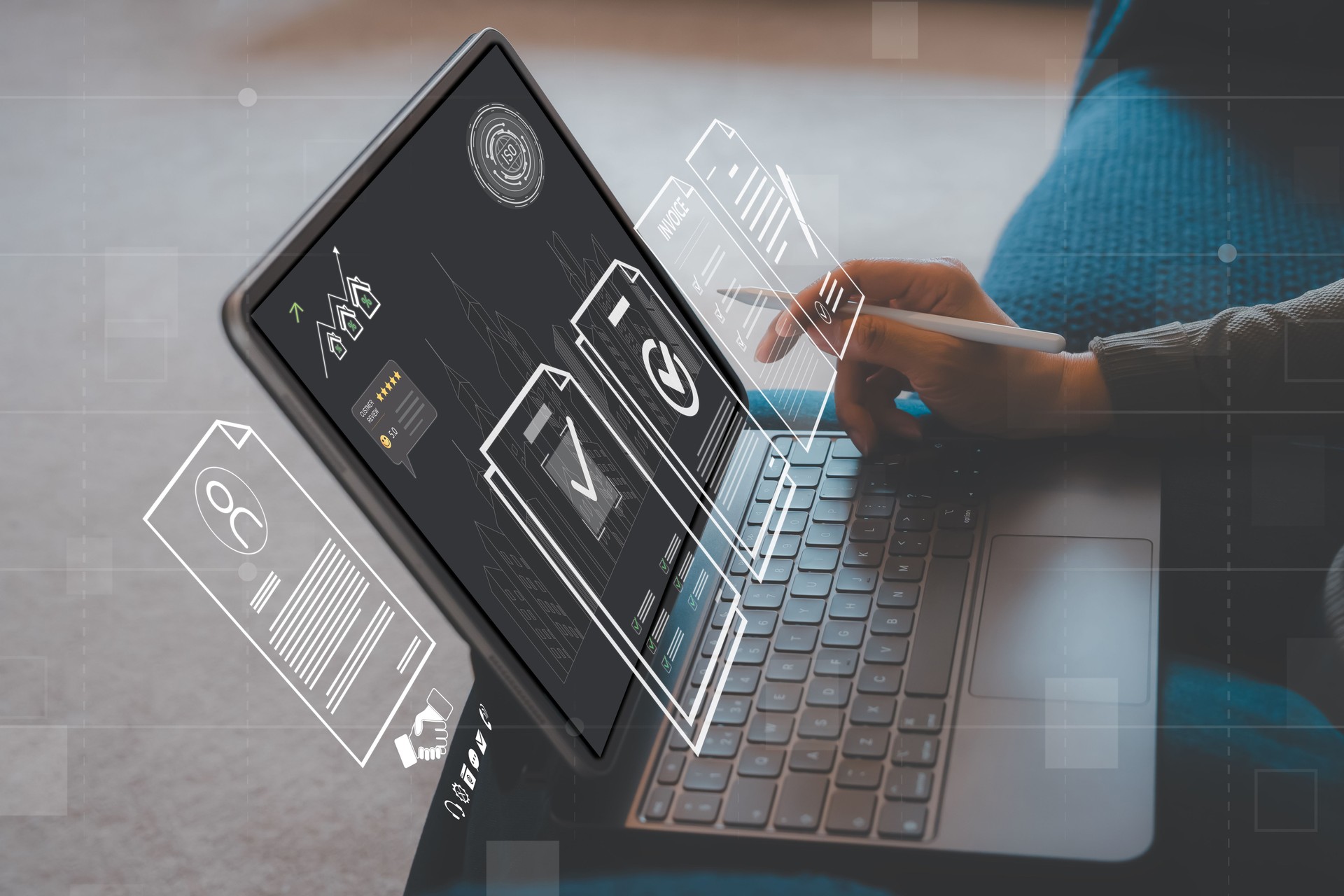 Miethausverwaltung, Mietverwaltung, Immobilienanalyse, Kapitalanlage, Kapitalimmobilien, Immobiliengeschäftskonzept, digitale Transaktion, Versicherungsschutz mit Smart Contract und E-Signatur auf dem Laptop, Symbol für papierloses Büro, Dokumentenmanagement, gewerbliche Immobilienhandelstechnologie Miethausverwaltung, Mietverwaltung, Immobilienanalyse, Kapitalanlage, Kapitalimmobilien, Immobiliengeschäftskonzept, digitale Transaktion, Versicherungsschutz mit Smart Contract und E-Signatur auf dem Laptop, Symbol für papierloses Büro, Dokumentenmanagement, gewerbliche Immobilienhandelstechnologie